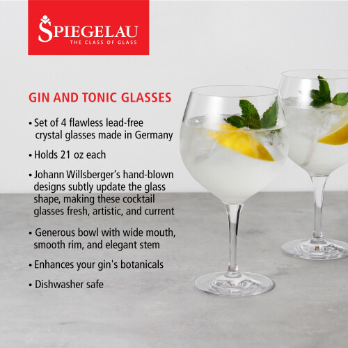 Spiegelau Σετ Γυαλιών Gin και Tonic 4 Τεμαχίων - Ευρωπαϊκής Κατασκευής, Κρυστάλλινα 1