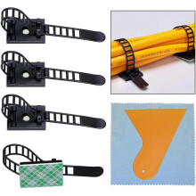 60 Pieces Cable Clips, Cable Ties Adhesive Cable Clips Adjustable Nylon Cable Ties and Adhesive Cable Ties for Wire Organizer TV, Charger, PC etc