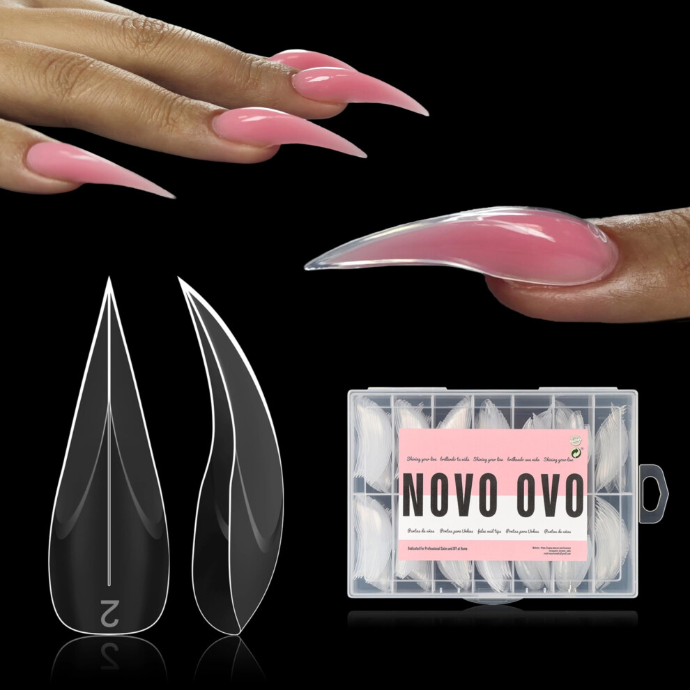Novo Ovo Curved Stiletto Nail Dual Forms For Poly Gel Extension Of 3D Eagle Claw Xl Xxl Hawk Curve Sculptural Acrylic Nails Reusable Full Cover Mold