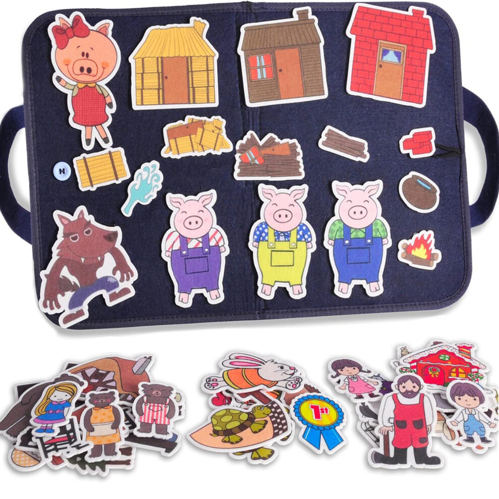 Chefan Felt/Flannel Board Story Set Of 4 Precut Felt Pieces For Preschool Toddlers Three Little Pigs|Goldilocks And Three Bears|Hansel And Gretel|Th