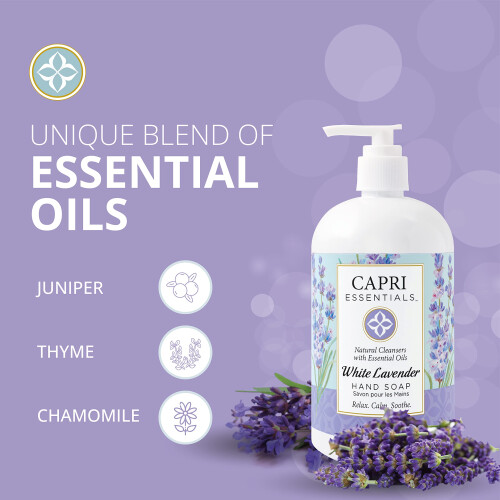 CAPRI ESSENTIALS Λευκό Λεβάντα Φυσικό Υγρό Σαπούνι Χεριών - Σαπούνι με Αιθέρια Έλαια 1