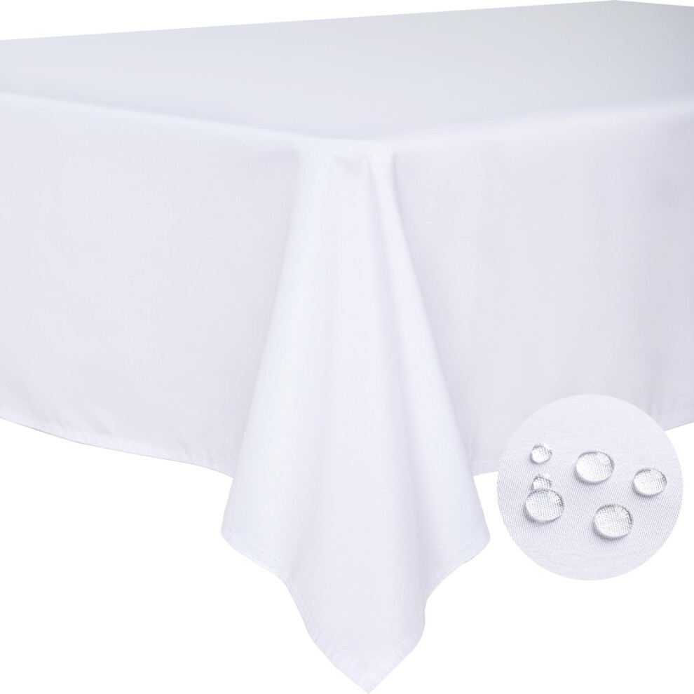 BYDOLL Table Cloth White 60x84 Inch Tablecloth for 6 Foot Rectangle Tables Outdoor Washable Wrinkle Free and Spillproof Polyester Tablecloth for Festi