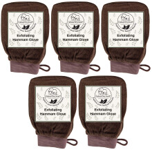 Natuurlijke olifant exfoli?ende hamamhandschoen - exfoliatorhandschoen voor gezicht en lichaam (chocoladebruin (pak van 5))