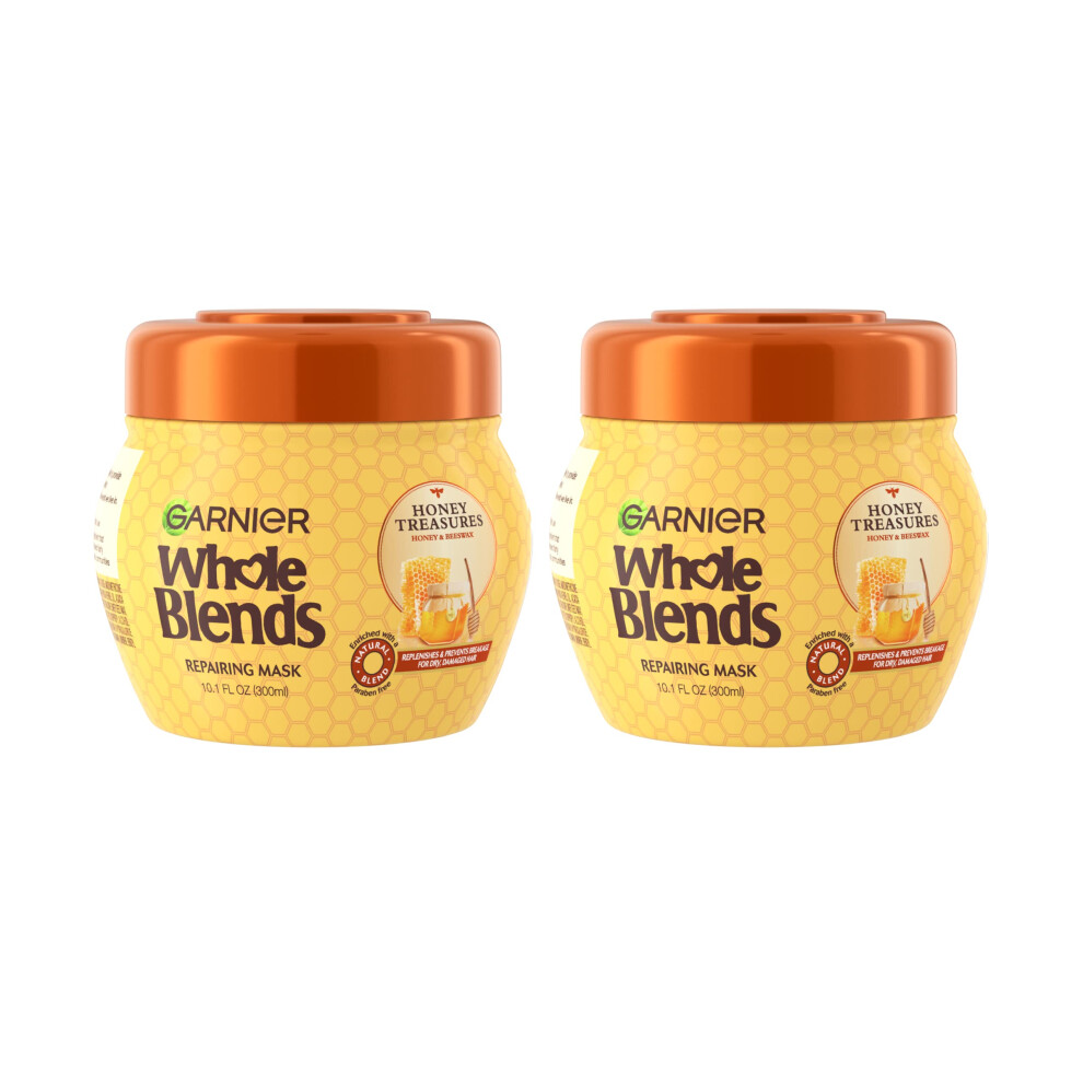 Garnier Whole Blends Honey Treasures Repairing Mask  for Dry  Damaged Hair  10.1 Fl Oz  2 Count (Packaging May Vary)