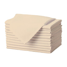 Gee Di Moda Cloth Napkins - 17 x 17 Inch Beige Dinner Napkins - Set of 12 Soft & Absorbent Washable Fabric Cloth Table Napkins with Hemmed Edges for