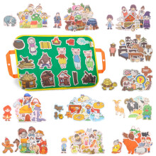 Chefan 12 Pack Felt Board Stories Set Fairy-Tales Flannel Board Stories med et sammenfoldeligt bord til børnehaveaktiviteter inkluderet tre små g