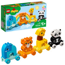 LEGO DUPLO Mijn eerste dierentrein 10955 speelgoed voor peuters en kinderen van 1,5-3 jaar oud met figuren van olifant, tijger, panda en giraffe, lee