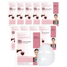 DERMAL Vin Kollagen Essens Ansiktsmask 23g 10-pack - Fuktgivande & Fastande för Trött Hud