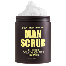 Body Prescriptions Body Scrub per uomo - Scrub esfoliante definitivo infuso con legno di cedro. Bagnoschiuma per uomo in barattolo con tappo a vi
