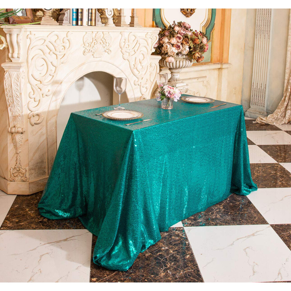 Tovaglia Rettangolare Partydelight 50""""X80"""" Color Verde Acqua Con Paillettes Per Decorazioni Natalizie Per Feste Di Matrimonio-image