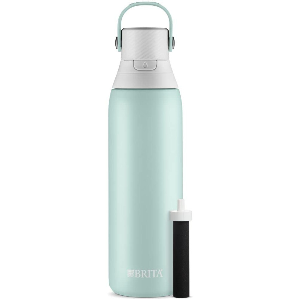 Brita Stainless Steel Premium Filtering Water Bottle  BPA-Free  Reusable  Insulated  Replaces 300 Plastic Water Bottles  Filter Lasts 2 Months or 40 G