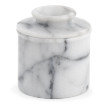 RSVP Internationale witte marmeren Franse boterpot bevat ?n stok of 1/2 kop | Gemaakt van natuurlijk wit marmer | Houd boter vers en smeerbaar bij ka