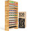 NutriChef Bamboo Stackable Wine Rack 12-Tier 108 Bottle Capacity Free Standing Floor No Tools Assembly Modular Storage Display Shelf for Kitchen a 1