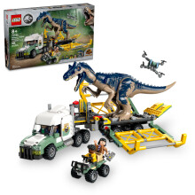 LEGO Jurassic World Dinosaur Missions: camion da trasporto per allosauro, idea regalo divertente per bambini con le minifigure di Kenji, Darius e