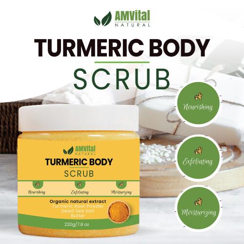 AMVital Scrub με Κουρκουμά - Φυσικός Σκράμπ για Σώμα, Πρόσωπο, Χέρια και Πόδια 1