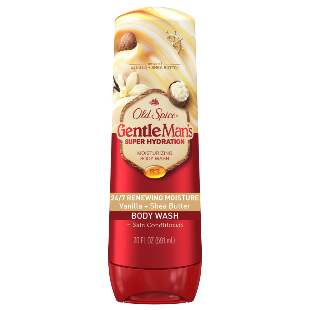 Old Spice Body Wash GentleMans Super Hydration for Men  24/7 Renewing Moisture  Gentle on Skin  Vanilla + Shea Scent  20 fl oz