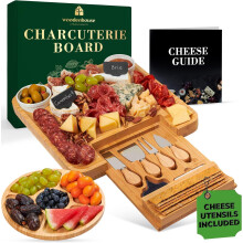 Charcuterie plader bambus ostfad - ostebakke med ostedokumenter frugtbakke og 2 sk?le inkluderet af Woodenhouse
