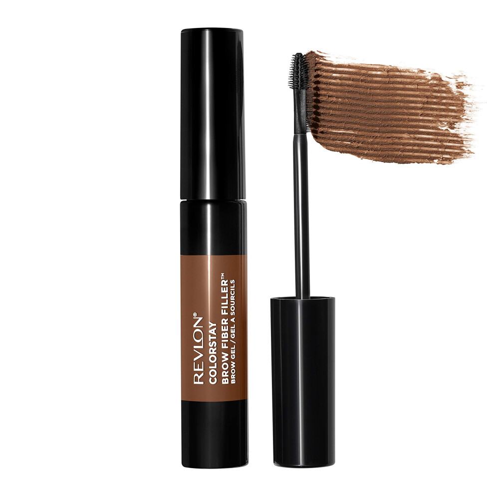 REVLON ColorStay Brow Fiber Filler  Longwearing & Volumizing Waterproof Eyebrow Gel  302 Warm Brown  0.23 fl. oz.