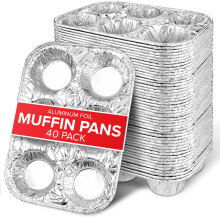 Lager dit hjem (40-tæller engangsmuffin dåser 6-cup standardstørrelse folie muffin pander aluminium cupcake tin til bagning at gå bakker til bage