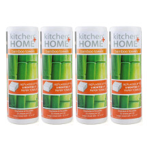 Keuken Home Alternatief voor Keukenrol - Duurzame Wasbare Rayon Doeken van Bamboe - 1 rol Vervangt 6 Maanden Doeken! 4 Pack