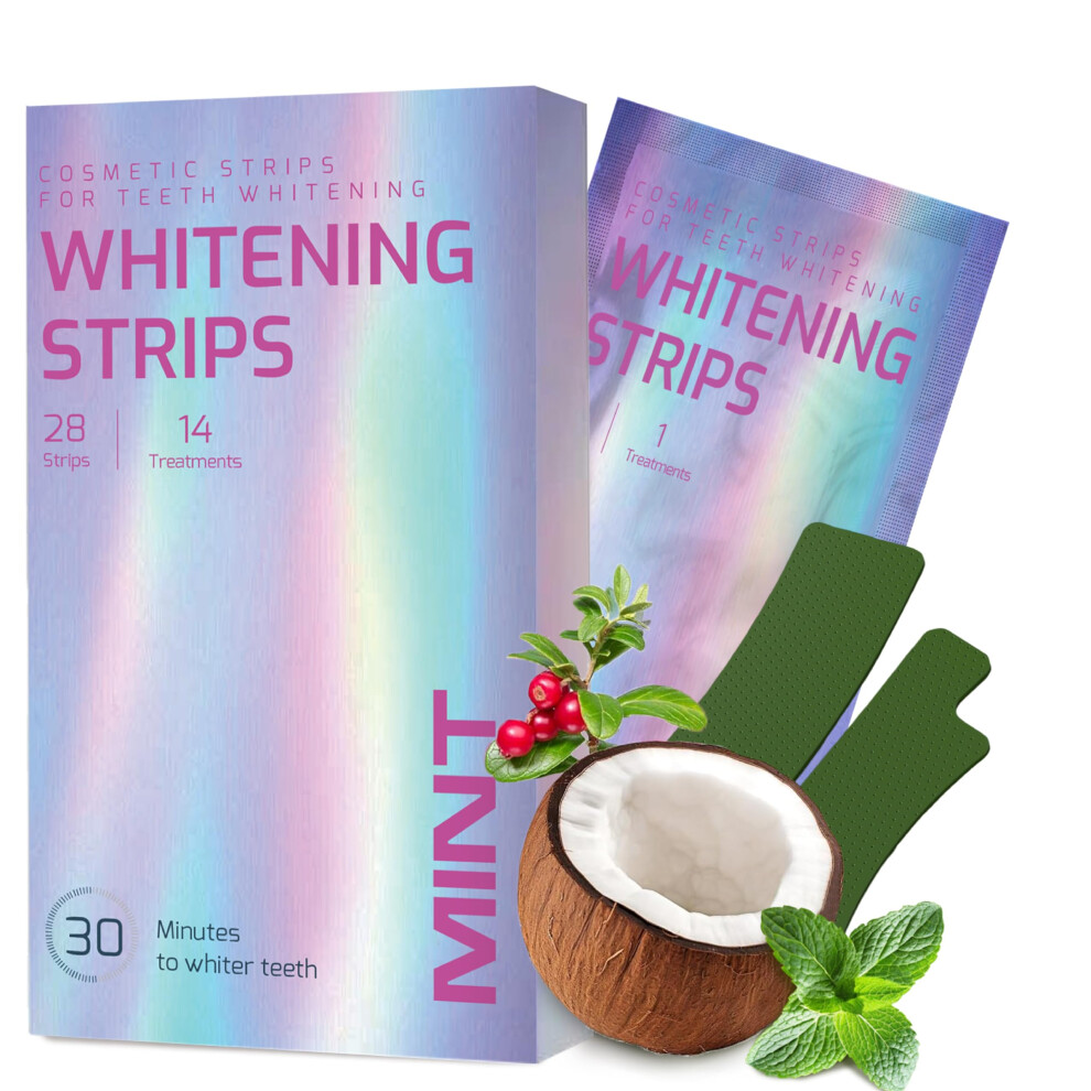 Gentle Teeth Whitening Strips - Peroxide-Free Bleaching for a Radiant Smile - Safe  Fast  & Easy Whitening - Mint Freshness - Tooth Bleaching 28 Strip