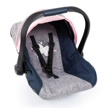 Bayer Design-poppen: Autostoeltje - Grijs Blauw Roze Vlinder - Geschikt voor poppen tot 18' Kinderen Fantasiespel Veiligheidsgordel Zonnekapaccessoir