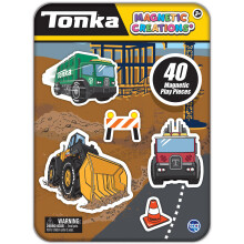 TCG Toys Tonka Magnetic Creations plt med 40 magnetiska lekstycken i plt som fungerar som frvaringsutrymme i flera frger