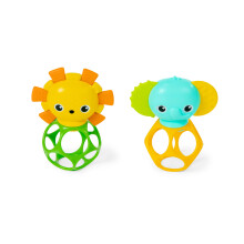 Bright Starts Soother Pals Easy-Grasp Teether Toys 2-Pack Lion and Elephant Characters BPA Free Unisex Ages Newborn +