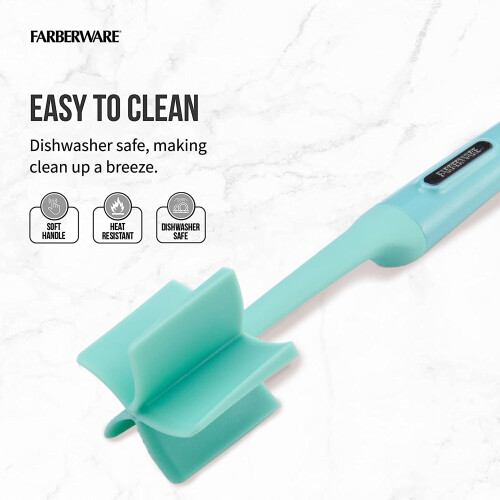 Farberware Farberware resistente ao calor espremedor de carne e batata de nylon seguro para panelas antiaderentes Aqua de 10 polegadas 2