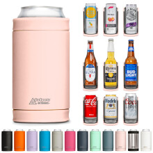 DUALIE 3-in-1 ge?oleerde blikjeskoeler - Universele maat voor 12 oz blikjes, slanke blikjes en flessen - Roze
