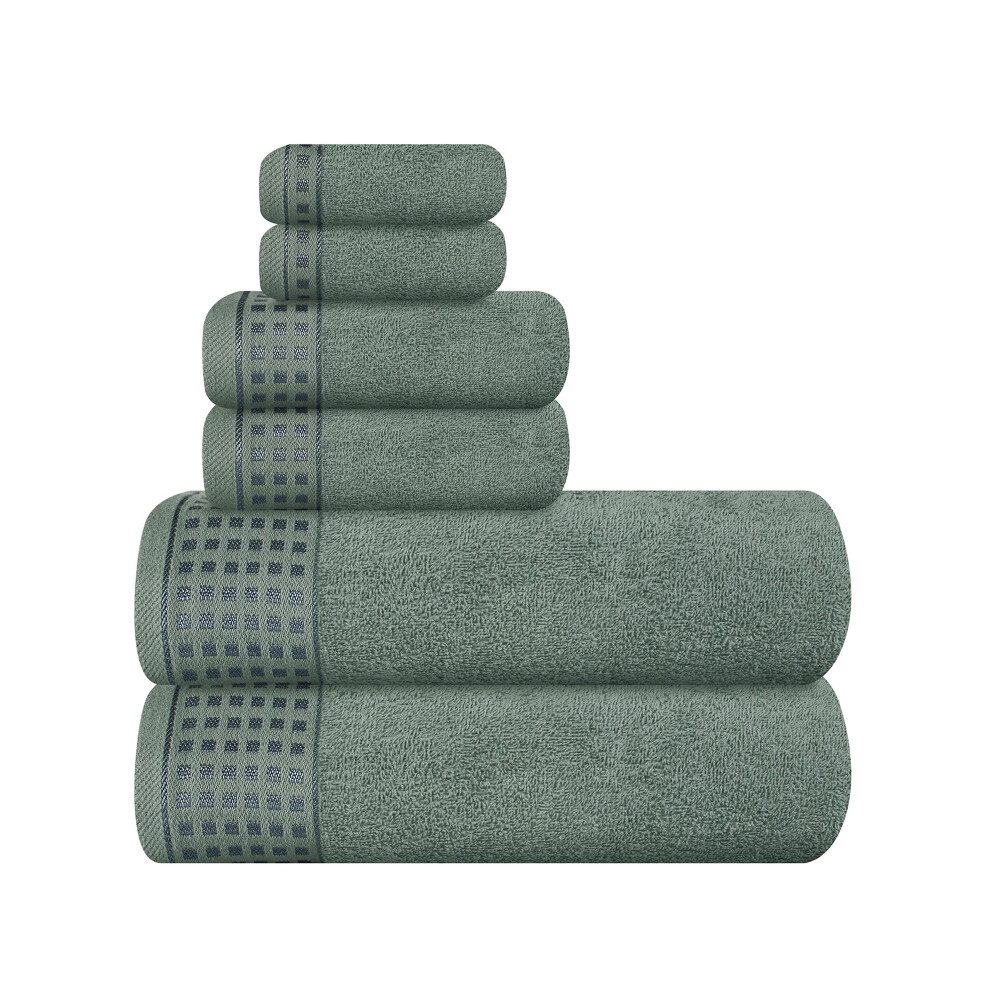 GLAMBURG 100% Cotton Ultra Soft 6 Pack Towel Set Contains 2 Bath Towels 28x55 Inches 2 Hand Towels 16x24 Inches & 2 Wash Coths 12x12 Inches Co-image-OPC-PFT2YDK-NEW