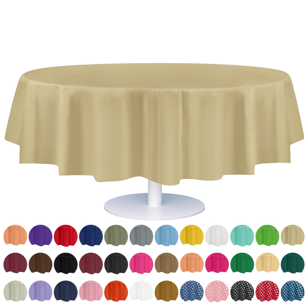 Grandipity Beige Plastic Tafelkleed Wegwerp (6 Stuks) 84 Inch Rond Tafelkleed Premium Feesttafelkleden Wegwerp - Perfecte Ronde Tafelkleedhoes Vo-image