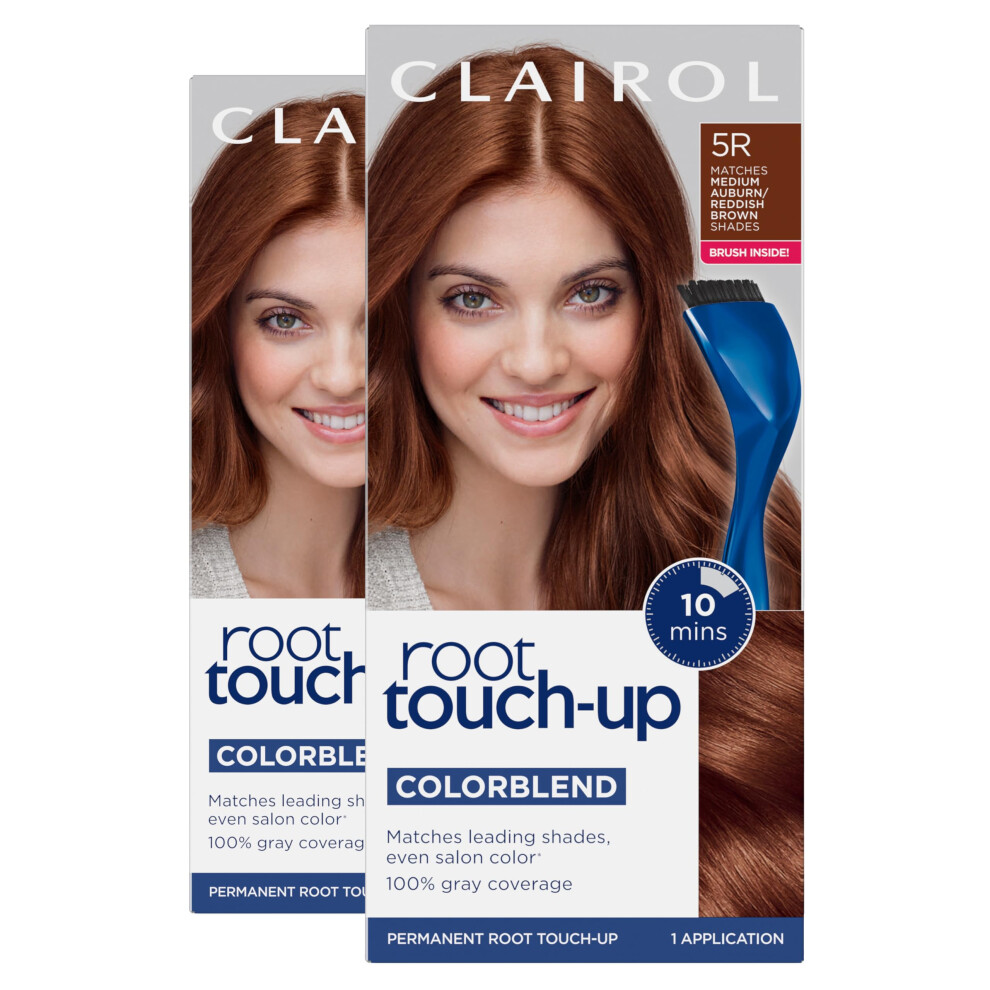 Clairol Root Touch-Up by Nice'n Easy Permanent Hair Dye  5R Medium Auburn/Reddish Brown Hair Color  Pack of 2