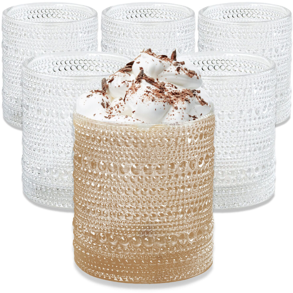 Kate Aspen Beaded Drinking Glasses Set of 6 10 oz Retro Vintage Glassware - Boho Cocktail Water Juice Glasses Hostess or Housewarming Gift
