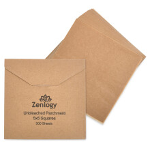 Zenlogy 5x5 Small Parchment Squares (300 sheets) - Unbleached Non-stick Pre-cut Parchment Paper- Ideal for Candy Wrappers Liner Paper Freezing and
