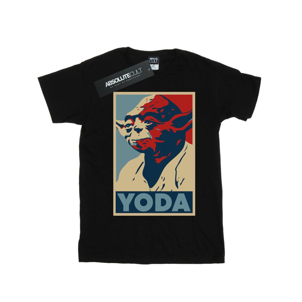 (7-8 Years, Black) Star Wars Boys Yoda Poster T-Shirt