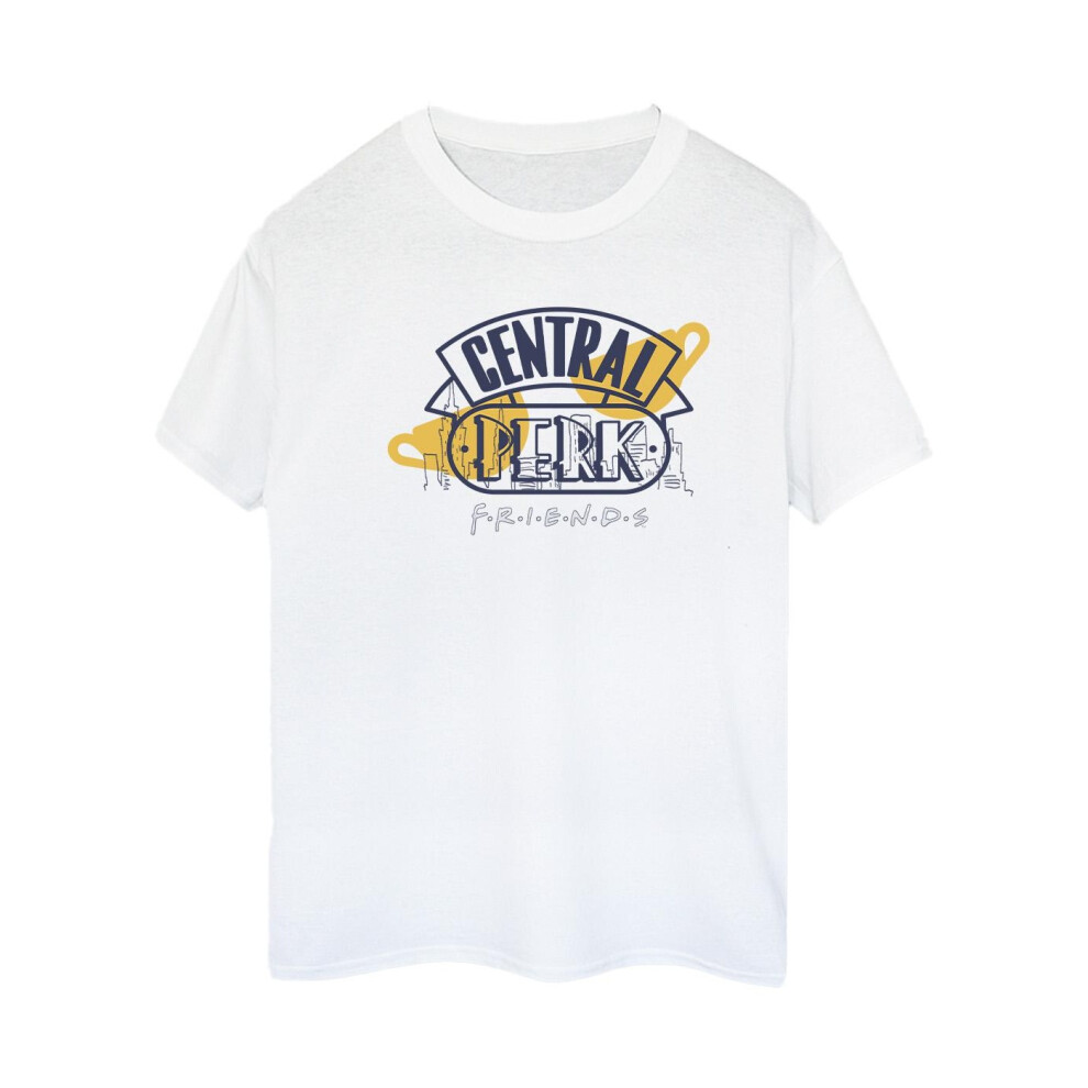 (XL, White) Friends Womens/Ladies Central Perk Cotton Boyfriend T-Shirt
