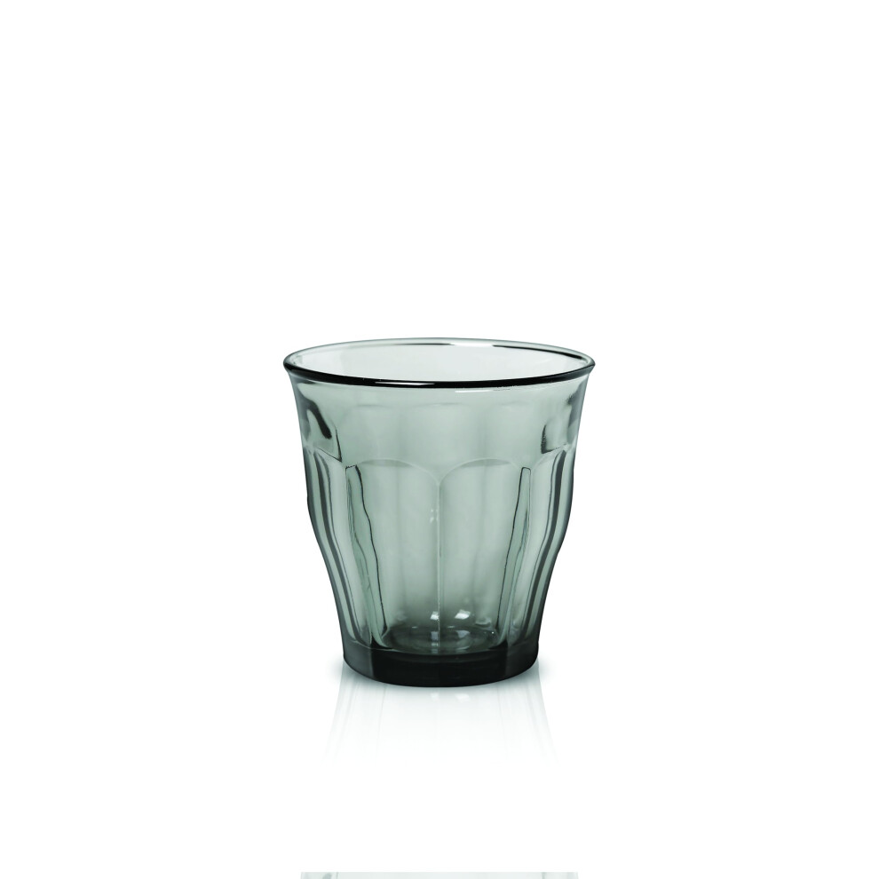 Duralex Made in France Picardie Glass Tumbler Drinking Glasses Set of 6. 8-3/8 oz. Gris/Grey