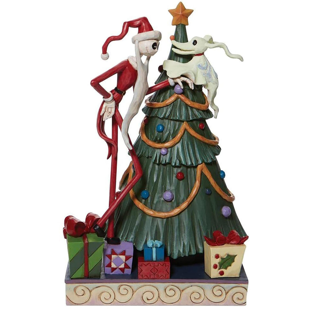 Enesco Disney Traditions by Jim Shore The Nightmare Before Christmas Santa Jack and Glow in The Dark Zero Figurine  10.8 Inch  Multicolor  9.75 in H x