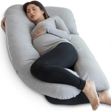 Women Pregnancy Pillow, U-Shape Full Body Pillow and Maternity Support Back, Hips, Legs, Belly DetachableGrey