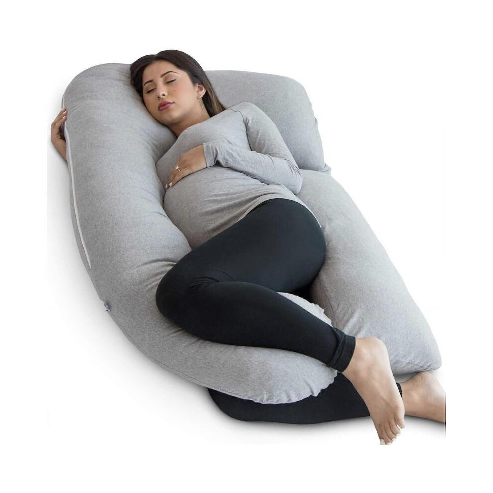 Women Pregnancy Pillow, U-Shape Full Body Pillow and Maternity Support Back, Hips, Legs, Belly DetachableGrey-image-OPC-PH56K2D-NEW