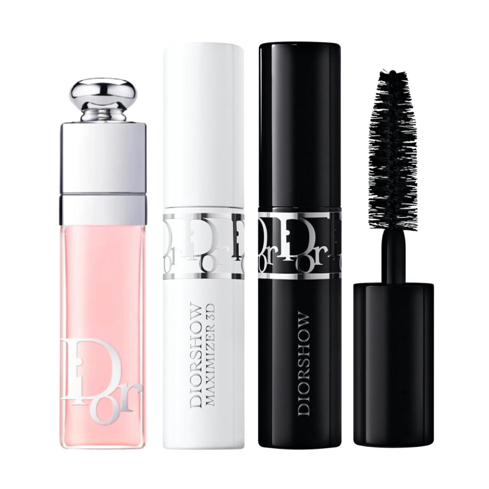 Dior Addict Mini Lip Maximizer  Mascara Base 3D Primer  Buildable Mascara 090 - Travel Size Gift Set