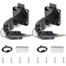 2 Pieces Black Desk Drawer Lock Alloy Lock with 4 Keys Furniture Cylinder Lock for Office Mailbox Drawer Cupboard
