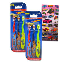 Hot Wheels Toothbrush Kit for Kids - Bundle with 6 Race Car Toothbrushes and Stickers for Boys Toddlers | Hot Wheels Toothbrush Set