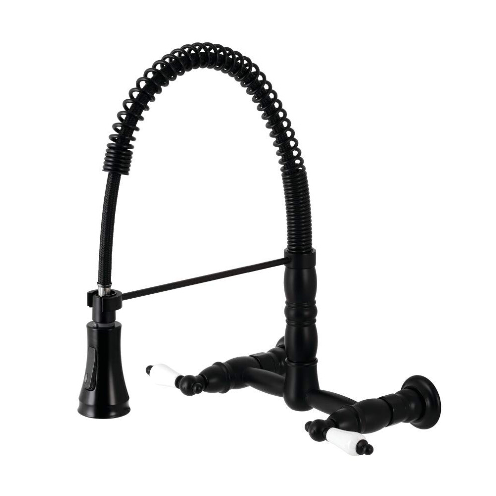 Photos - Tap Hidden Part Kingston Brass GS1240PL Heritage Pull-Down Sprayer Kitchen Faucet 13.88 x 13.13 x 16 Matte Black