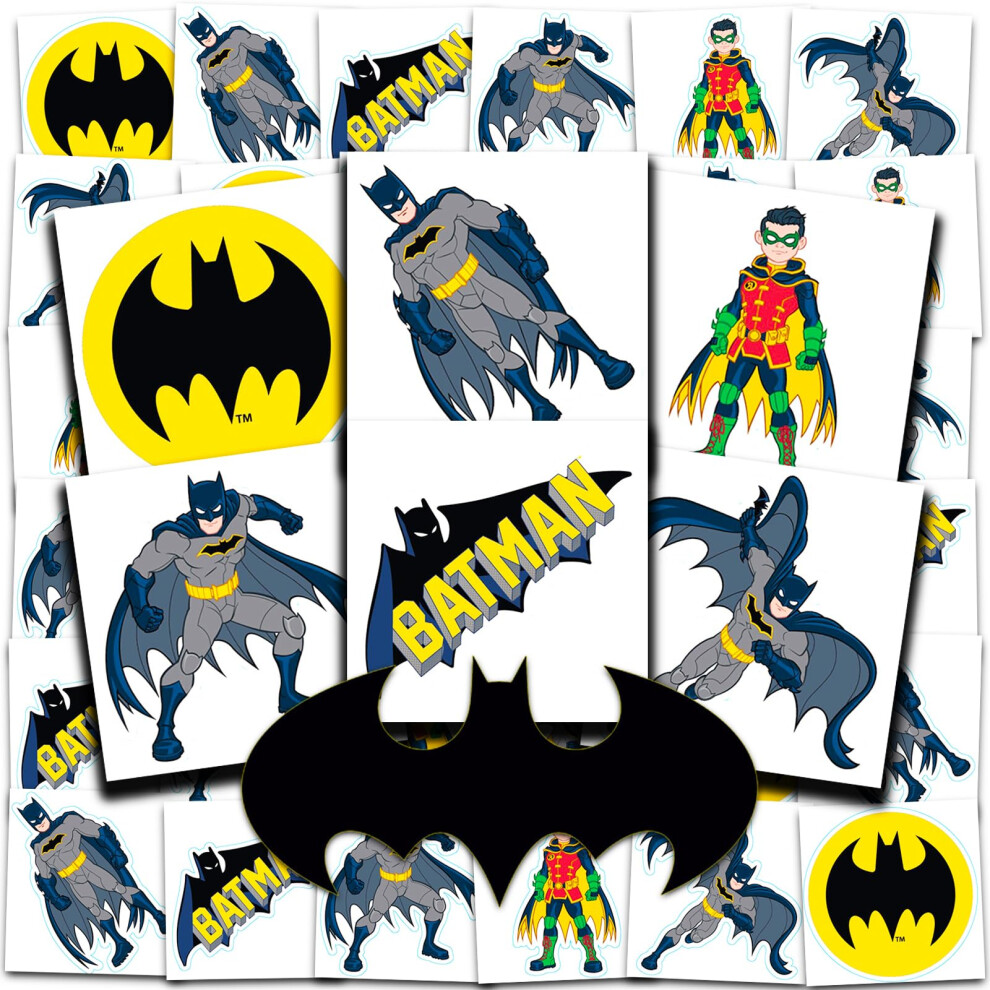 Batman Tattoos Party Favors Bundle ~ 72 Perforated Individual 2"""" x 2"""" Batman Temporary Tattoos for Kids Boys Girls (Batman Party Supplies)