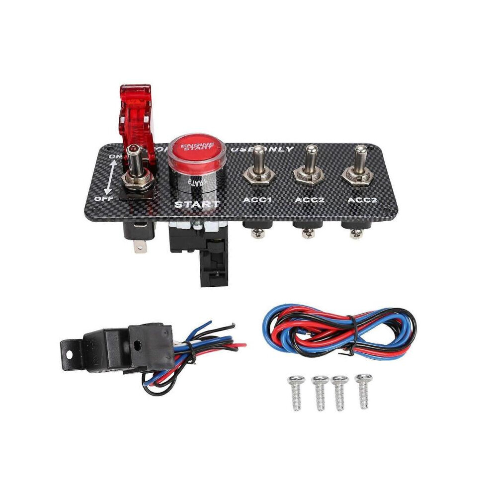 High quality brand new  12V Carbon Ignition Switch Panel Engine Start Push Button LED Togg