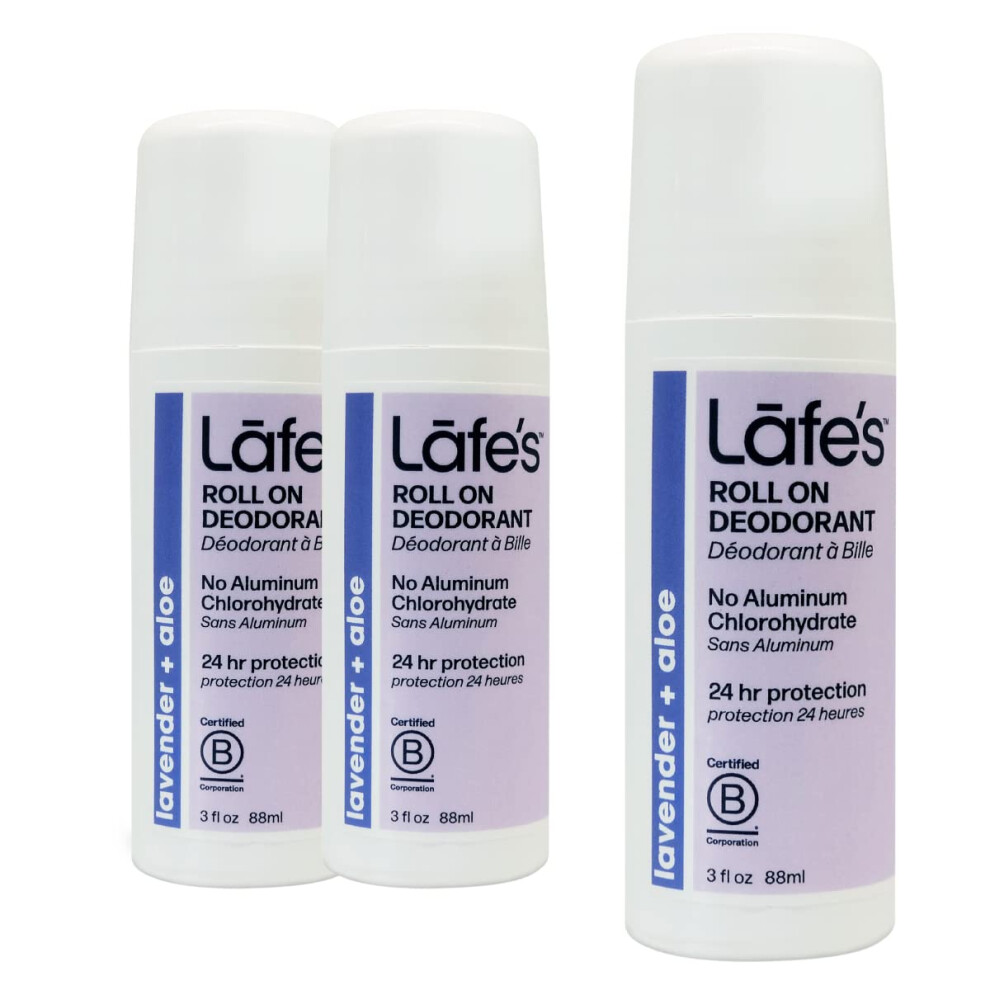 Lafe's Lavender Natural Deodorant | 3Oz Roll-On Aluminum Free Natural Deodorant | & Aloe | 3 Pack