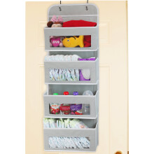 Articles mιnagers simples sur porte/support mural, organisateur de poche ΰ 4 fenκtres transparentes gris