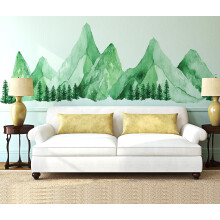 Large Mountain Wall Decals  Teal Green Pine Tree Peel and Stick Vinyl Wall Stickers & Murals  Removable Home Room Wall Decor for Bedroom Living R